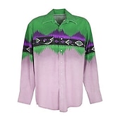 preiswerte Westernhemden für Herren-Herren Stammes Grafikdrucke Geometrie Hemd Westernhemd Cowboy-Shirt Langarm Mode Designer Lässig Outdoor Täglich Herbst Winter Umlegekragen Druck Button-Down Meeresblau Gelb Rote Blau Grün