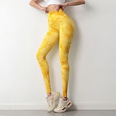 olcso Jóga leggings és harisnyanadrág-Női Jóga nadrág Alakformáló Varrás nélküli Hasformáló Alakformáló Magas derék Jóga Fitnesz Edzőterem edzés Harisnyanadrág Leggingek Alsók Batikolt Sárga Rózsaszín Kék Spandex Ősz Tél Sport