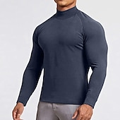 cheap Basic T shirts-Men&#039;s T Shirt Turtleneck shirt Long Sleeve Shirt Long Sleeve Rolled collar Spring &amp;  Fall Holiday Casual Comfortable Essential Vacation Holiday Weekend Black White Wine Top Tee for Men