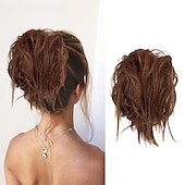 abordables Chignons-chignon ébouriffé chignon désordonné extensions de chignon avec élastique élastique queue de cheval chouchous pour femme (mélange brun blond clair)