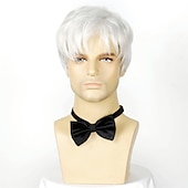 preiswerte Herrenperücken-Herrenperücken kurze graue Perücke hitzebeständiges synthetisches geschichtetes Naturhaar Cosplay Halloween-Perücken für Männer männlicher Kerl