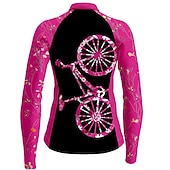 cheap Women's Jerseys-Women's Cycling Jersey Graphic Funny Long Sleeve Bike Jersey Top with 3 Rear Pockets Mountain Bike MTB Road Bike Cycling Quick Dry Reflective Strips Back Pocket Moisture Wicking Sports Rose Red