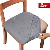 abordables Funda de silla-2 fundas de asiento para comedor, color burdeos, impermeables, elásticas, con respaldo alto, fundas de licra para asiento de silla con banda elástica para boda