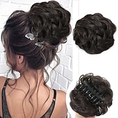 ieftine Meșe-Coc de păr dezordonat postă de păr pentru femei clip în gheare piese de păr chignon sintetice extensii de coc de păr ciufulit super lung ciufulite ondulate posturi ondulate pentru uzura zilnică