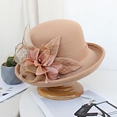 economico Cappelli per feste-cappelli piuma artificiale poli / misto cotone bombetta / cappello a cloche autunno cappello da pescatore da sposa cappello fedora kentucky derby cocktail royal astcot stile vintage con copricapo di
