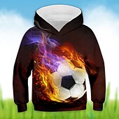 billiga Pojkens 3D Sporter &amp; Spel-Pojkar 3D Fotboll Huvtröja Långärmad 3D-tryck Höst Vinter Grundläggande Polyester Barn 2-13 år Utomhus Dagligen Inomhus