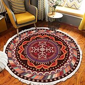 preiswerte Wohn- und Schlafzimmerteppiche-Runder Teppich mit Mandala-Quaste im Ethno-Stil, Wohnzimmer, Schlafzimmer, Couchtisch, Bodenmatte