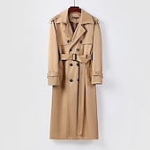 billiga Trenchcoat för män-Herr Vinterkappa Övergångsjacka Trenchcoat Lång trenchcoat Kontor &amp; Karriär Dagliga kläder Höst vinter Höst Polyester Håller värmen Vindtät jacka Ytterkläder Kläder Mode Uppvärmning Solid färg