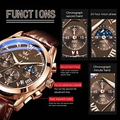 levne Quartz hodinky-OLEVS Quartz hodinky pro muže Módní obchodní oděvní voděodolné náramkové hodinky Prodyšné kožené quartz hodinky Chronograf Sportovní hodinky Dárky pro muže