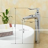 abordables Clásico-grifo del lavabo del baño - grifos de baño monomando de un solo mango con centro de cromo en cascada