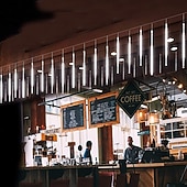 זול מוצרים עם חיבור לחשמל-led מטאורים גשם אורות 30 ס"מ 11.8 אינץ' 8 צינורות 192 led נטיפי קרח שלג נופל אורות נצנצים כוכב חיצוני טיפת גשם אורות חג המולד מסיבת חתונה חג קישוט עץ