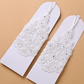 voordelige Bruidshandschoenen-Polyester / Netstof Ellebooglengte Handschoen Feest / Avond / Stijlvol Met Pure Kleur / Versieringen / Kristallen / Bergkristallen Bruiloft / feesthandschoen