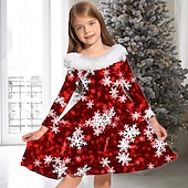 preiswerte Weihnachtskleider für Kinder-kinderkleidung Mädchen Kleid Stern Farbverlauf Langarm Casual Pelzkragen Rundhalsausschnitt Elegant bezaubernd Polyester Übers Knie Casual kleid Schaukelkleid A Linie Kleid Herbst Winter 3-10 Jahre