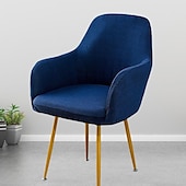 voordelige Fauteuil deksel en armloze stoelhoes-keukenstoelhoes effen kleur garengeverfde polyester kussenovertrekken