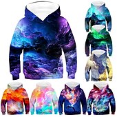 tanie Wizja 3D i geometria chłopca-Dzieci Dla chłopców Bluza z Kapturem Zjechać na pobocze Gradient Długi rękaw Kieszeń Dzieci Top Codzienny Bluza z Kapturem Moda Codzienny Żółty Rumiany róż Czerwony Jesień 7-13 lat