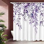 olcso Zuhanyfüggönyök-Fürdőszoba függöny kampókkal 180cm*180cm(70&quot;*70&quot;) poliészter mosható vízálló táj virágos növény minta