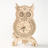 cheap Jigsaw Puzzles-3D Wooden Puzzle For Adults Owl Clock Model Kit Desk Clock Home Decor Unique Gift For Kids On Birthday/Festival Day