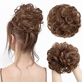 cheap Chignons-Messy Hair Buns Hair Piece Curly Hair Scrunchies for Women Girls Hairpieces Wavy Donut Hair Pieces Hair Bun Updo Hair Chignons