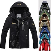 preiswerte Sportjacke-Herren Hoodie-Jacke Wanderjacke Skijacke Winter Draussen Winter Draussen Volltonfarbe warm halten Wasserdicht Windundurchlässig Fleece-Futter Oberbekleidung Windjacken Mantel Campen und Wandern Jagd