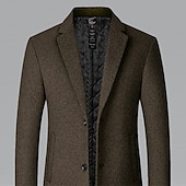 Χαμηλού Κόστους Ανδρική καμπαρντίνα-Ανδρικά Χειμερινό παλτό Μάλλινο Παλτό Πανωφόρι Επιχείρηση Διακοπές Χειμώνας Μαλλί Διατηρείτε Ζεστό Για Υπαίθρια Χρήση Εξωτερικά ενδύματα Ρούχα Μοντέρνα Θερμαντικά Μονόχρωμο Τσέπη Πέτο