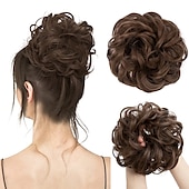 cheap Chignons-Messy Hair Buns Hair Piece Curly Hair Scrunchies for Women Girls Hairpieces Wavy Donut Hair Pieces Hair Bun Updo Hair Chignons