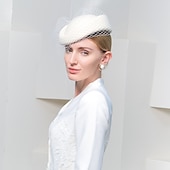 economico Cappelli per feste-moda cappelli eleganti in lana 100% con copricapo da sposa / festa / sera in puro colore / tulle 1pc