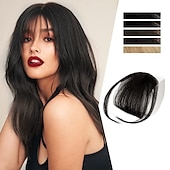 billige Lokker-clip in bangs for kvinner 100 % hair extensions hairpieces flat bangs clip buet fransk smell for daglig bruk (lysebrun)