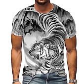 abordables T-shirts à imprimé animal-Homme Unisexe tigre Imprimés Photos T shirt Manche Courte T-shirt 3D effet Col Ras du Cou Chemise Design Décontractées Grand et grand du quotidien Vacances Blanche Jaune Vert Eté Vêtement Tenue S M L