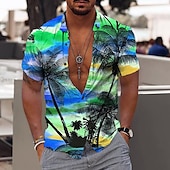 economico Piante tropicali-Per uomo Albero di cocco Paesaggi Piante tropicali Camicia Camicia hawaiana Camicia Aloha Manica corta Camicia Collo ripiegabile Di tendenza Hawaiano Originale Esterno Strada Informale Bianco + rosso