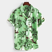 preiswerte Tropische Pflanzen-Herren Kokosnussbaum Palme Tropische Pflanzen Hemd Hawaiihemd Sommerhemd Aloha-Shirt Kurzarm Hemd Kragen Hawaiianisch Designer Brautkleider schlicht Outdoor Strasse Täglich Weiß Hellgrün Rosa S M L