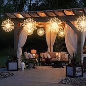 cheap Plug String Lights-8pcs Firework Lights Christmas Decorations Starburst Total 800LEDs Copper Wire Fairy Twinkle Lights Plug in String Lights Remote Control 8 Modes Waterproof Starburst Lights for Christmas Birthday Bedroom Corridor Patio Wedding
