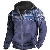baratos moletons masculinos com zíper-Homens Bloco de cor Estampas Abstratas Moletom Moletons Full Zip Hoodie Manga Longa Moletom com capuz Com Capuz Roupa de rua Impressão 3D Desportos e Ar livre Diário Esportes Preto Vermelho Zíper