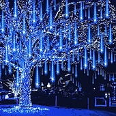 رخيصةأون يعمل بالكهرباء-30 سم * 24 أضواء سلسلة أضواء دش نيزك عيد الميلاد 432 المصابيح 3 قطع أبيض دافئ RGB أبيض أضواء دش النيزك عيد الرعب عيد الميلاد إبداعي ضد الماء ديكور 100-240 V