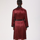 economico Vestaglie-Per uomo Plus Size Accappatoio Abito di seta Accappatoi Kimono di seta 2 pezzi Onde Semplice Comoda Interni Giornaliero Seta sintetica Poliestere Regalo Bavero Manica lunga Top dell&#039;accappatoio