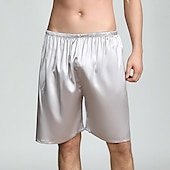 economico Dormire in basso-Per uomo Pigiami Boxer di seta Pantaloncini del pigiama 1 pc Colore puro Lusso Morbido Interni Spiaggia Seta sintetica Poliestere Traspirante Pantaloncini Retrò Di base Primavera Estate Argento Nero