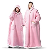cheap Kigurumi Pajamas-Adults' Oversized Hoodie Blanket Wearable Blanket With Pocket Solid Color Onesie Pajamas Flannel Cosplay For Men and Women Carnival Animal Sleepwear Cartoon Festival / Holiday Costumes