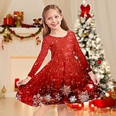 Lasten tyttöjen joulumekko mekko lumihiutalemekko lumihiutale pitkähihainen joululahjat rento pyöreä kaula-aukko ihana päivittäinen polyesteri polven yläpuolella oleva arkimekko kelluva mekko A-linjainen mekko syksy talvi 4-12 vuotta halpa Lasten joulumekot-Lasten tyttöjen joulumekko mekko lumihiutalemekko lumihiutale pitkähihainen joululahjat rento pyöreä kaula-aukko ihana päivittäinen polyesteri polven yläpuolella oleva arkimekko kelluva mekko A-linjainen mekko syksy talvi 4-12 vuotta