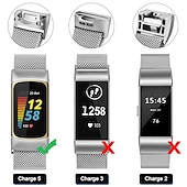 billiga Fitbit klockband-Smart Watch-band Kompatibel med Fitbit Charge 5 Rostfritt stål Smart klocka Rem Elastisk Magnetlås Milanesisk loop Ersättning Armband