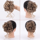 economico Chignon-chignon disordinato ricci ondulati scrunchies per capelli sintetici estensione posticci per donne parrucca chignon artiglio in chignon estensioni dei capelli chignon disordinati (12h24 # marrone