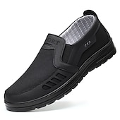 billiga Slip-ons och loafers till herrar-Herr Tofflor och Slip-Ons Komfort Loafers Plusstorlekar Tyg Loafers Komfortskor Vintage Klassisk Ledigt Utomhus Dagligen Kanvas Loafers Svart Brun Grå Färgblock Vår Höst