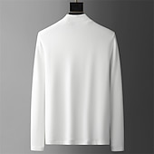 cheap Basic T shirts-Men&#039;s Turtleneck shirt Long Sleeve Shirt Long Sleeve Crew Neck Spring &amp;  Fall Plain Fashion Casual Comfortable Street Holiday Going out Black White Blue Top Tee for Men