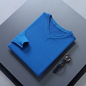 abordables Pull col rond-Homme Pull Chandail Pull en laine Pullover A côtes Tricoter Découpé Tricoté Couleur unie Col V Garder au chaud Moderne contemporain Travail Usage quotidien Vêtement Tenue Automne hiver Chameau Vin S