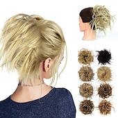 abordables Chignons-chignon ébouriffé chignon désordonné extensions de chignon avec élastique élastique queue de cheval chouchous pour femme (mélange brun blond clair)
