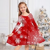 Lasten tyttöjen joulumekko mekko lumihiutalemekko lumihiutale pitkähihainen joululahjat rento pyöreä kaula-aukko ihana päivittäinen polyesteri polven yläpuolella oleva arkimekko kelluva mekko A-linjainen mekko syksy talvi 4-12 vuotta halpa Lasten joulumekot-Lasten tyttöjen joulumekko mekko lumihiutalemekko lumihiutale pitkähihainen joululahjat rento pyöreä kaula-aukko ihana päivittäinen polyesteri polven yläpuolella oleva arkimekko kelluva mekko A-linjainen mekko syksy talvi 4-12 vuotta