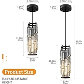 cheap Chandeliers-1 Light Pendant Light Black Modern Pendant Light, Mini Crystal Chandelier, Adjustable Pendant Light for Kitchen Island Dining Room Bedroom
