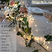 abordables Guirlandes lumineuses à brancher-Guirlande lumineuse élégante pour réception de mariage, fête, cascade, guirlande lumineuse à LED, 2 m, 200 LED, vignes, fil de cuivre, décoration d&#039;arbre de Noël, mariage, fête