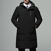 preiswerte Daunenjacken &amp; Parkas für Herren-Herren Wintermantel Daunenjacke puffer jacket Strickjacke Lang Freizeitskleidung Urlaub Gehen Lässig / Alltäglich Winter Solide / einfarbig Schwarz Grün Grau Pufferjacke
