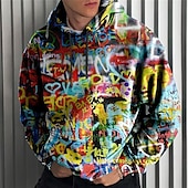 abordables Motif 3D-Homme Lettre Imprimés Photos Sweat à capuche Sweats à Capuche Sweat-shirt Sweat à capuche manche longue Sweat à capuche Capuche Vêtement de rue 3D effet du quotidien Des sports Jaune Bleu Imprimer