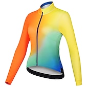 abordables Maillots de mujer-Mujer Maillot de Ciclismo Degradado Manga Larga Bicicleta Maillot Camiseta con 3 bolsillos traseros MTB Bicicleta Montaña Ciclismo Carretera Secado rápido Bandas Reflectantes Bolsillo trasero