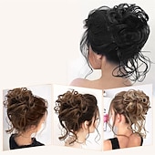 abordables Chignons-chignon ébouriffé chignon désordonné extensions de chignon avec élastique élastique queue de cheval chouchous pour femme (mélange brun blond clair)